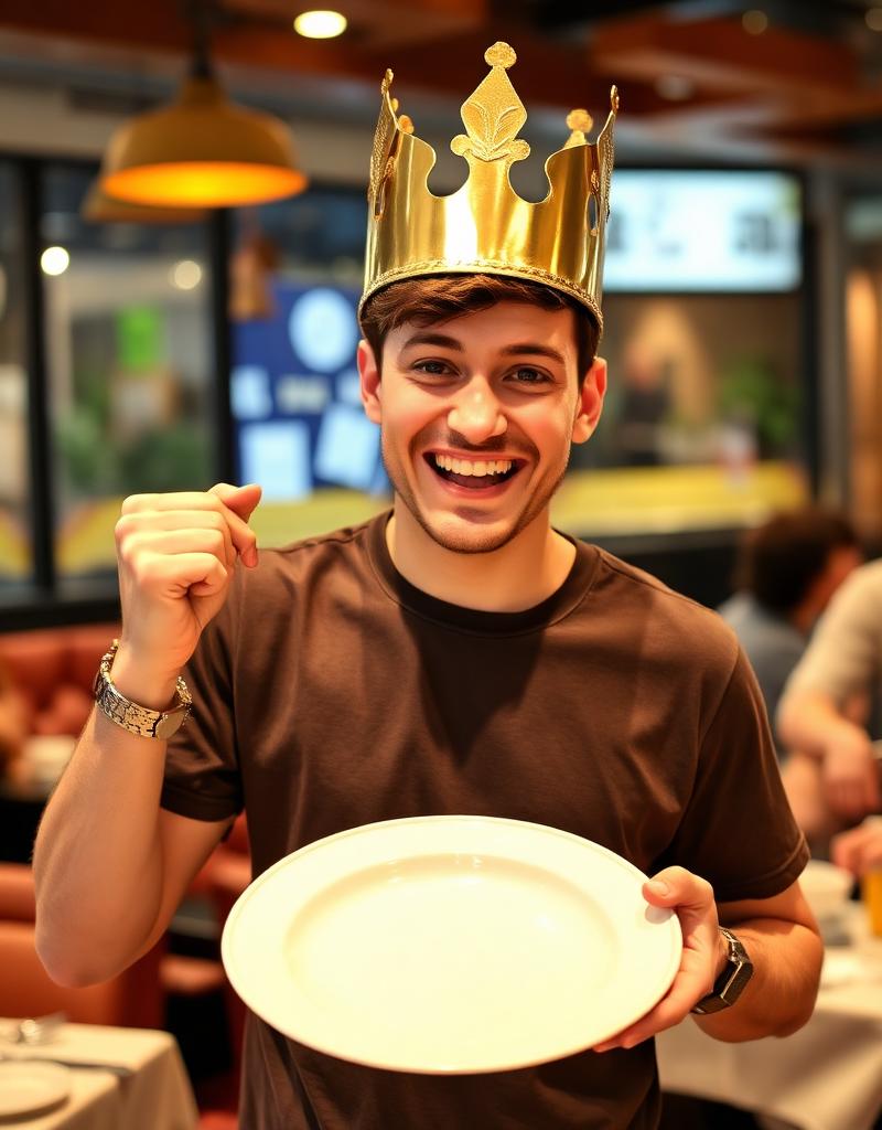 Mallorca Kebab King challenge winner wearing the crown